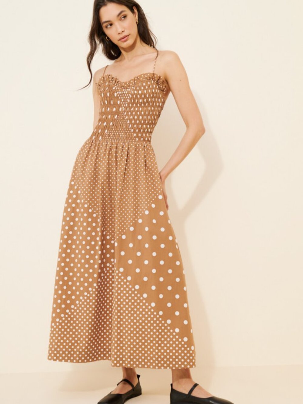 SWF Brown Ruffled Bodice Maxi Dress Size Small 36817